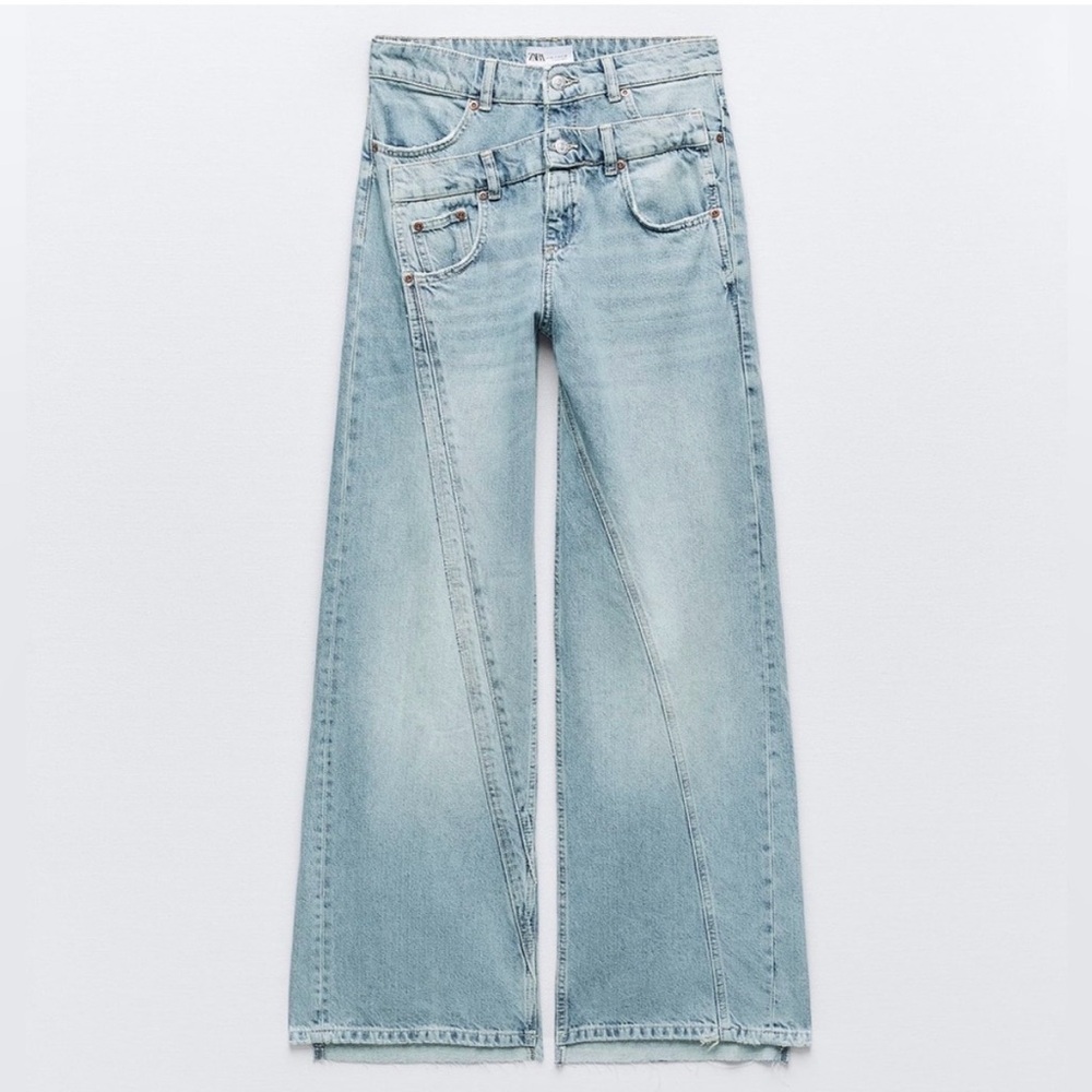 Zara Double Waistband Wide Leg Jeans
